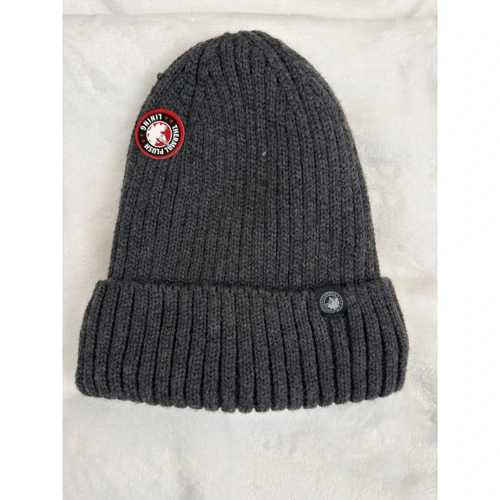 New Canada Weather Gear Beanie Hat Thermal Plush Lining Gray $40